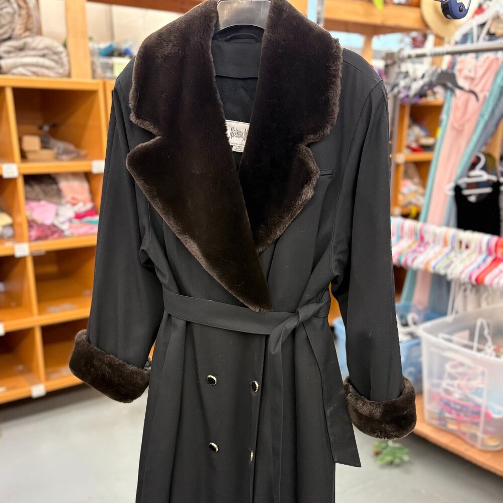 Neiman Marcus Women's Fur lined collar dress trench